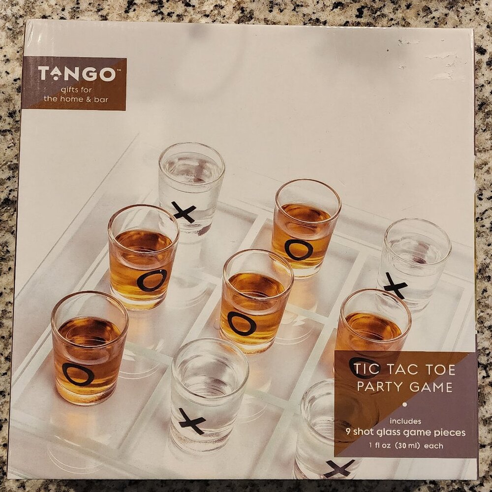 Tango Shot Glass Tic Tac Toe Adult Drinking Game Board 9 Glass Shot Glasses NEW